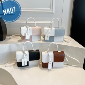 Niche design contrast color stitching small square handbag bag fashion shoulder Bag Code-N407