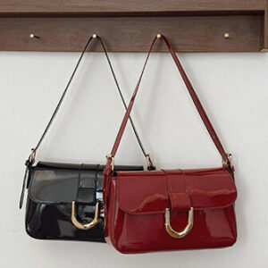 Patent leather messenger bag women's cross-border retro horseshoe buckle handheld shoulder bag fashionable and simple underarm bag Code-N413