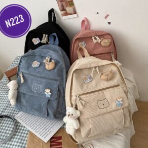 Corduroy schoolbag female college students retro simple high school junior high school students large capacity ins backpack Code-N223
